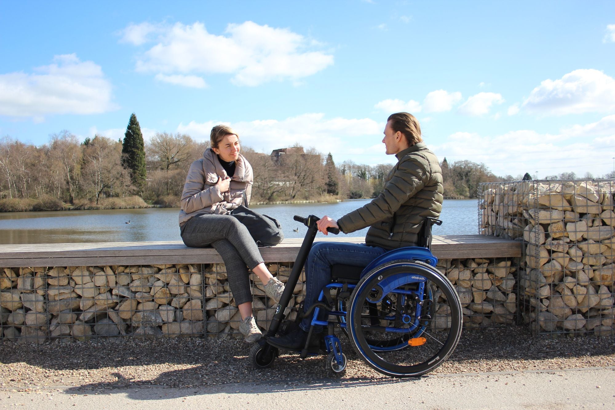 The UNAwheel Mini on an active wheelchair from Beyond Mobility 